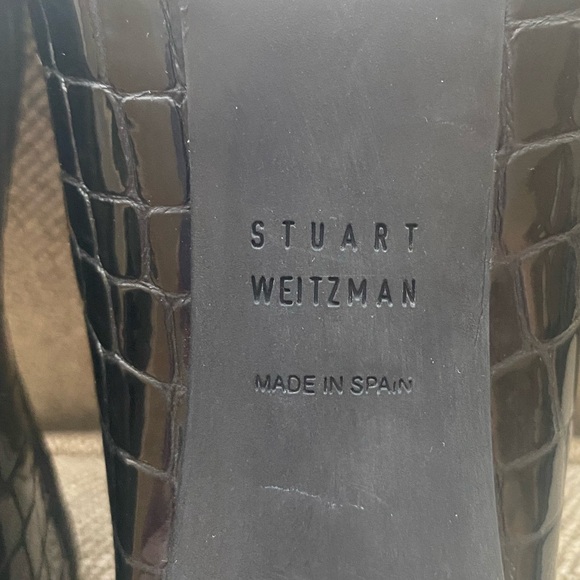 Stuart Weitzman Patent Leather Driving Loafer. Croc Embossed w/Buckle. Sz 9M - Picture 6 of 9